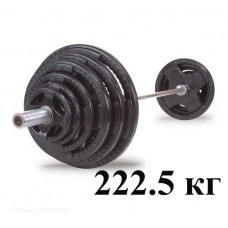 Штанга олимпийская наборная 222.5 кг Body-Solid с обрезиненными черными блинами (с хватами) и грифом 218 см (замки в комплекте) в Москве Штанга олимпийская наборная 222.5 кг Body-Solid с обрезиненными черными блинами (с хватами) и грифом 218 см (замки в комплекте) в Москве