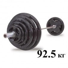 Штанга олимпийская наборная 92.5 кг Body-Solid с обрезиненными черными блинами (с хватами) и грифом 218 см (замки в комплекте) в Москве Штанга олимпийская наборная 92.5 кг Body-Solid с обрезиненными черными блинами (с хватами) и грифом 218 см (замки в комплекте) в Москве