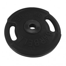 Блин обрезиненный MB Barbell Евро - Классик 50 кг, с ручками, черный ф50 мм в Москве Блин обрезиненный MB Barbell Евро - Классик 50 кг, с ручками, черный ф50 мм в Москве