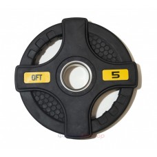 Диск олимпийский обрезиненный черный с двумя хватами 5 кг Original Fit.Tools ф50 мм в Москве Диск олимпийский обрезиненный черный с двумя хватами 5 кг Original Fit.Tools ф50 мм в Москве
