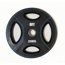 Диск олимпийский полиуретановый черный с четырьмя хватами 20 кг Original Fit.Tools ф50 мм в Москве Диск олимпийский полиуретановый черный с четырьмя хватами 20 кг Original Fit.Tools ф50 мм в Москве
