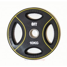 Диск олимпийский полиуретановый черный с четырьмя хватами 10 кг Original Fit.Tools ф50 мм в Москве Диск олимпийский полиуретановый черный с четырьмя хватами 10 кг Original Fit.Tools ф50 мм в Москве