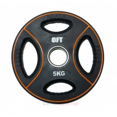 Диск олимпийский полиуретановый черный с четырьмя хватами 5 кг Original Fit.Tools ф50 мм в Москве Диск олимпийский полиуретановый черный с четырьмя хватами 5 кг Original Fit.Tools ф50 мм в Москве